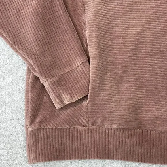 Zella Peacoat Hoodie Kangaroo Pocket Women's XL Pink Drawstring Ribbed Pattern - Picture 13 of 13